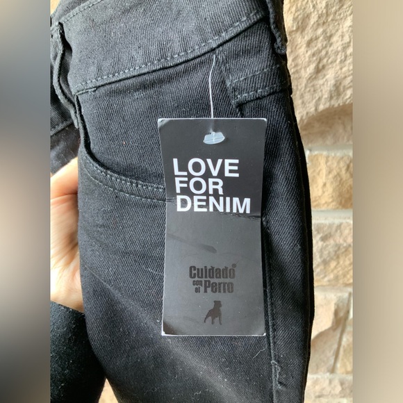 CUIDADO CON EL PERRO Black Straight Leg Black Jeans Women’s size 28” BRAND NEW - Picture 3 of 12